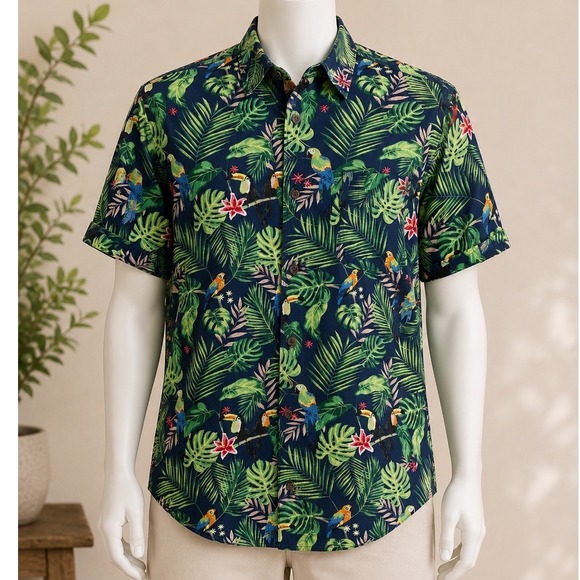 Oliver & Burke Other - Oliver & Burke Mens Tropical Parrot Toucan Palm Print Button Down Shirt Medium